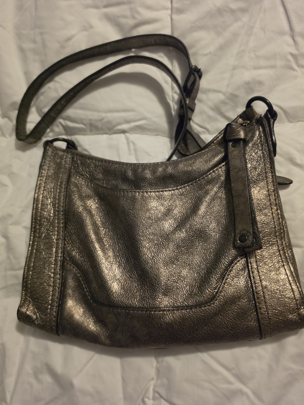 Frye Metallic Bronze Leather Crossbody Bag